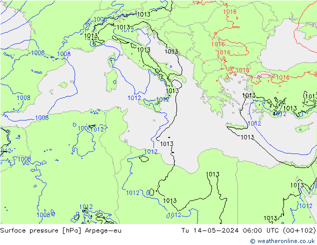 Yer basıncı Arpege-eu Sa 14.05.2024 06 UTC