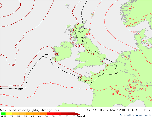 Windböen Arpege-eu So 12.05.2024 12 UTC