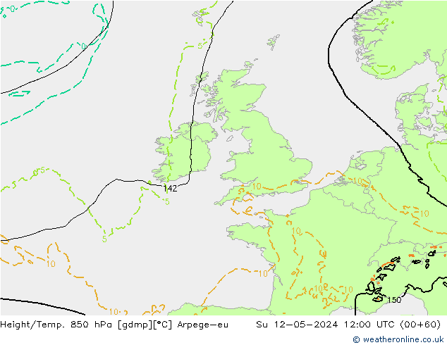 Geop./Temp. 850 hPa Arpege-eu dom 12.05.2024 12 UTC