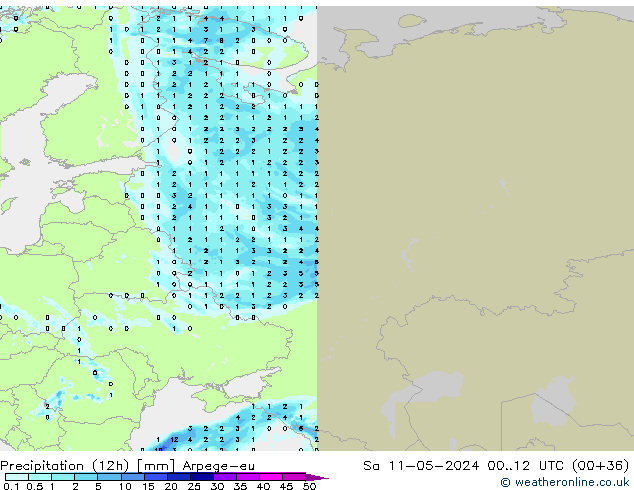 Precipitation (12h) Arpege-eu Sa 11.05.2024 12 UTC