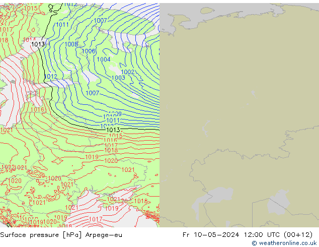 приземное давление Arpege-eu пт 10.05.2024 12 UTC