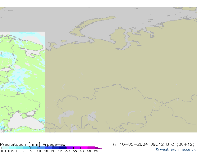 Srážky Arpege-eu Pá 10.05.2024 12 UTC