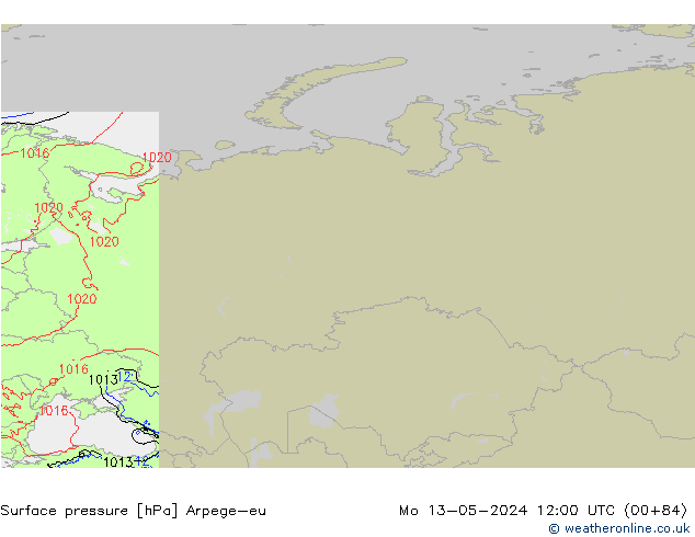 Pressione al suolo Arpege-eu lun 13.05.2024 12 UTC