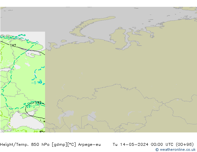 Height/Temp. 850 hPa Arpege-eu Tu 14.05.2024 00 UTC