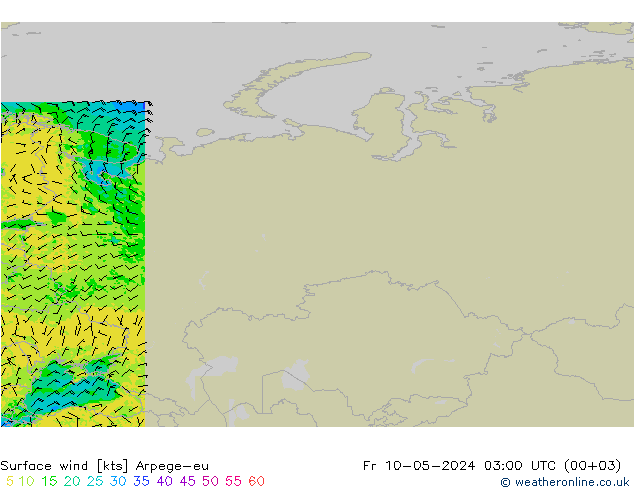 Rüzgar 10 m Arpege-eu Cu 10.05.2024 03 UTC