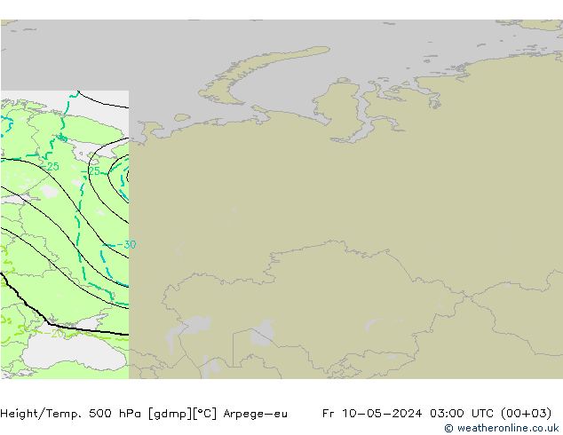 Height/Temp. 500 hPa Arpege-eu Fr 10.05.2024 03 UTC