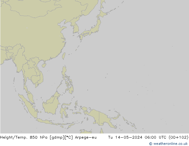 Height/Temp. 850 hPa Arpege-eu Út 14.05.2024 06 UTC