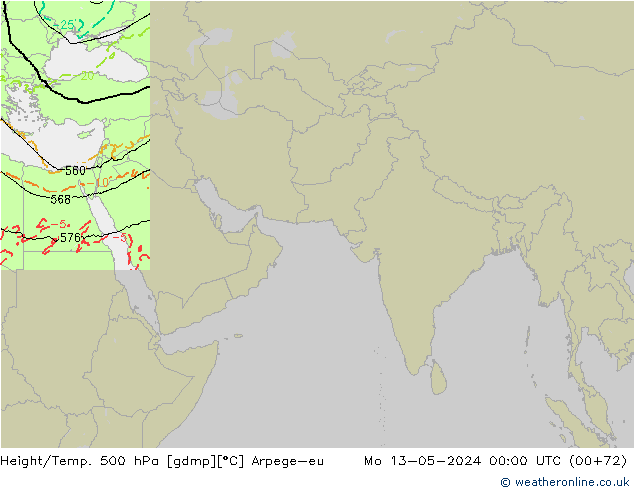 Géop./Temp. 500 hPa Arpege-eu lun 13.05.2024 00 UTC