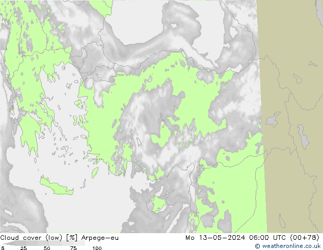 nuvens (baixo) Arpege-eu Seg 13.05.2024 06 UTC