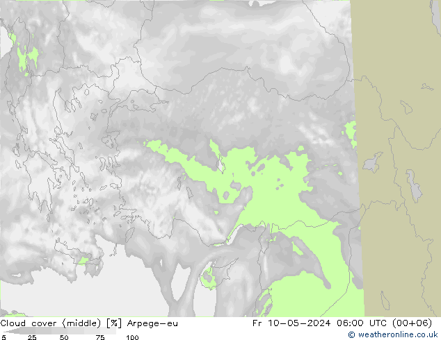 oblačnosti uprostřed Arpege-eu Pá 10.05.2024 06 UTC
