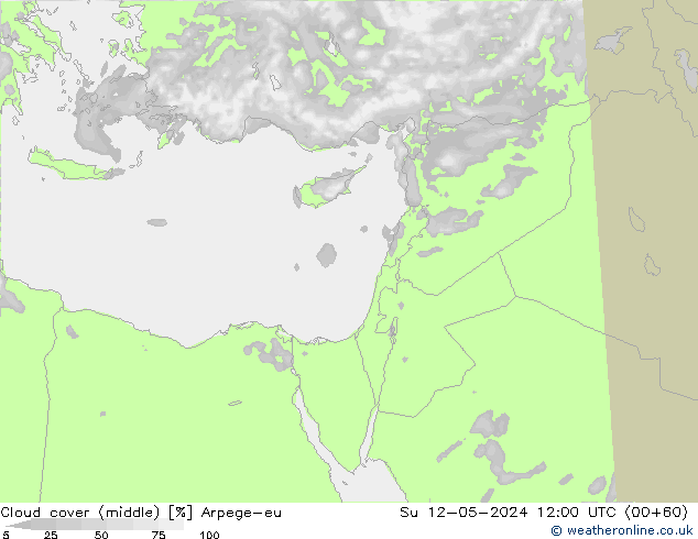 oblačnosti uprostřed Arpege-eu Ne 12.05.2024 12 UTC