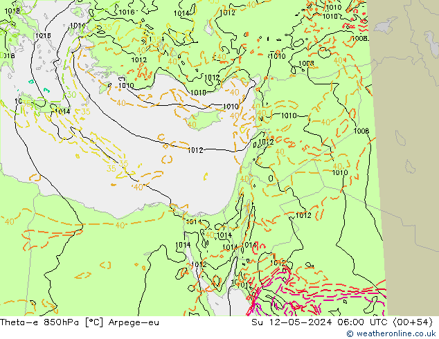 Theta-e 850hPa Arpege-eu So 12.05.2024 06 UTC