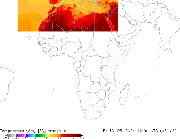 Temperatura (2m) Arpege-eu ven 10.05.2024 12 UTC