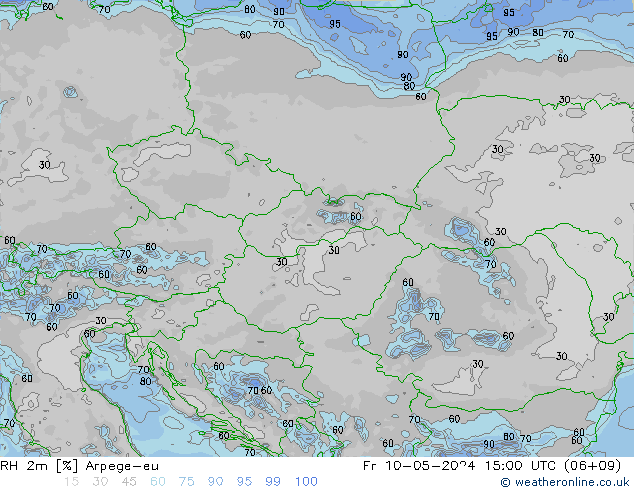 RH 2m Arpege-eu Fr 10.05.2024 15 UTC