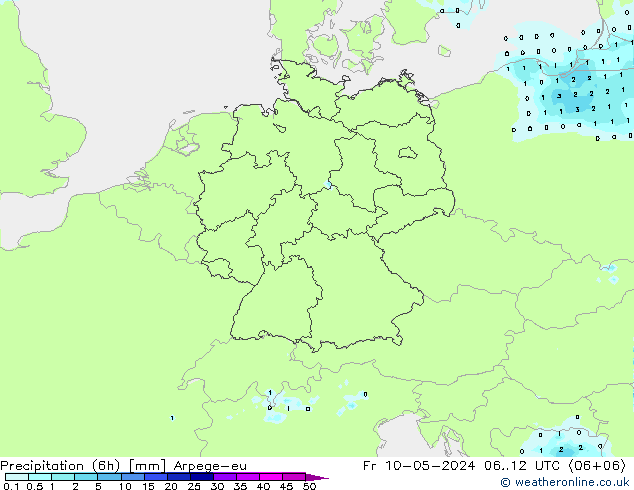 Precipitation (6h) Arpege-eu Fr 10.05.2024 12 UTC