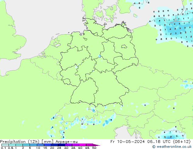 Precipitation (12h) Arpege-eu Fr 10.05.2024 18 UTC