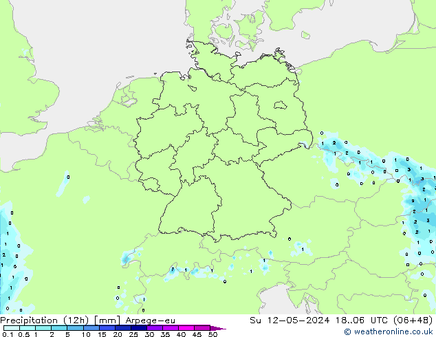 Precipitación (12h) Arpege-eu dom 12.05.2024 06 UTC