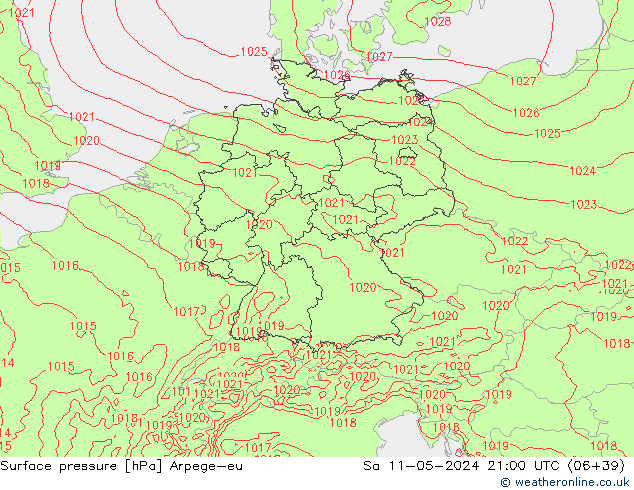 Bodendruck Arpege-eu Sa 11.05.2024 21 UTC