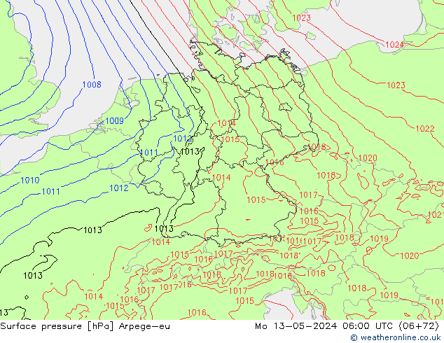 ciśnienie Arpege-eu pon. 13.05.2024 06 UTC
