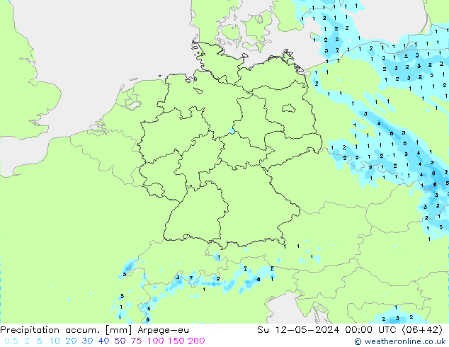 Toplam Yağış Arpege-eu Paz 12.05.2024 00 UTC