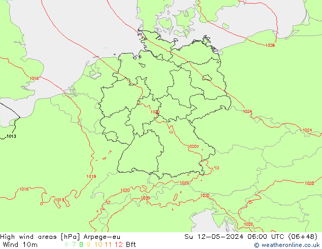 Windvelden Arpege-eu zo 12.05.2024 06 UTC
