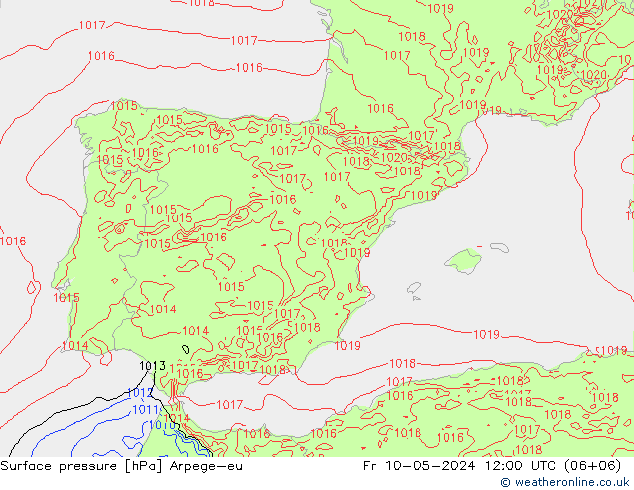 Surface pressure Arpege-eu Fr 10.05.2024 12 UTC