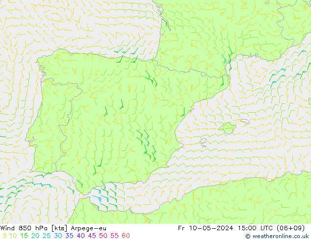 Rüzgar 850 hPa Arpege-eu Cu 10.05.2024 15 UTC