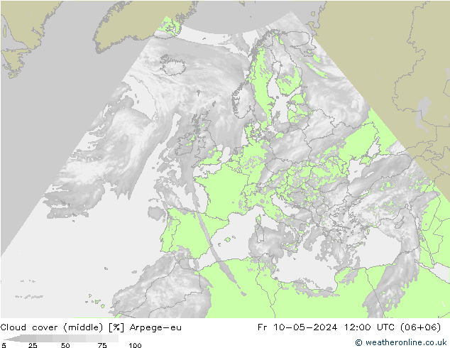 Wolken (mittel) Arpege-eu Fr 10.05.2024 12 UTC