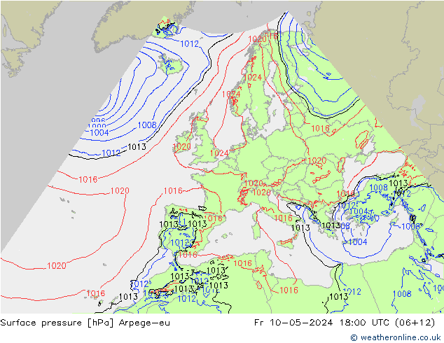 приземное давление Arpege-eu пт 10.05.2024 18 UTC