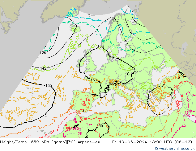 Height/Temp. 850 hPa Arpege-eu Fr 10.05.2024 18 UTC