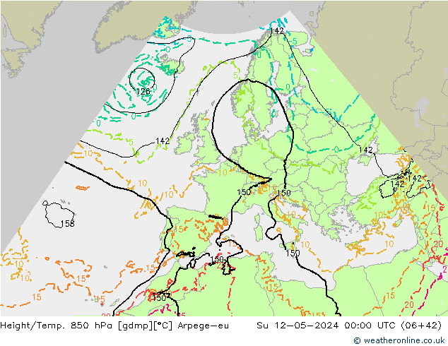 Height/Temp. 850 hPa Arpege-eu Su 12.05.2024 00 UTC