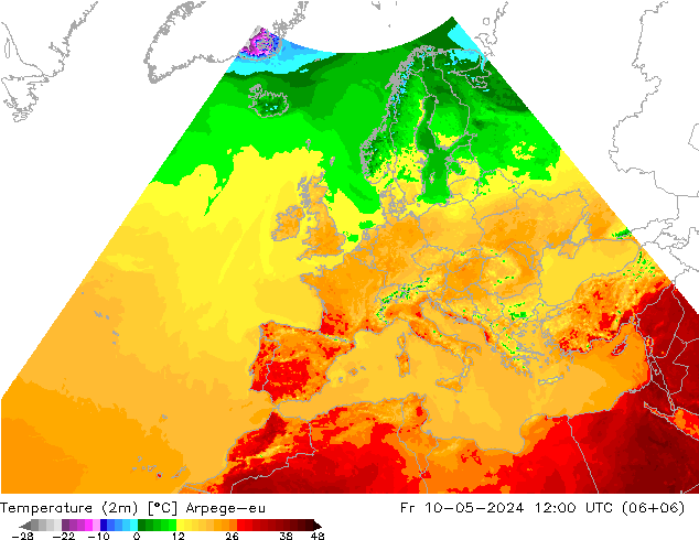 温度图 Arpege-eu 星期五 10.05.2024 12 UTC