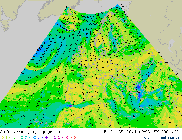 Surface wind Arpege-eu Fr 10.05.2024 09 UTC