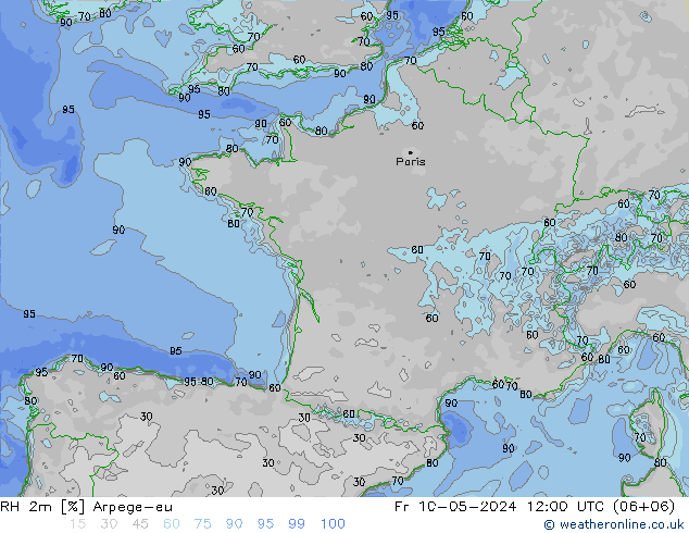 RH 2m Arpege-eu пт 10.05.2024 12 UTC