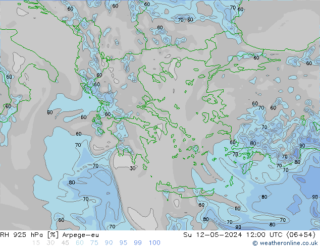 RH 925 hPa Arpege-eu Su 12.05.2024 12 UTC