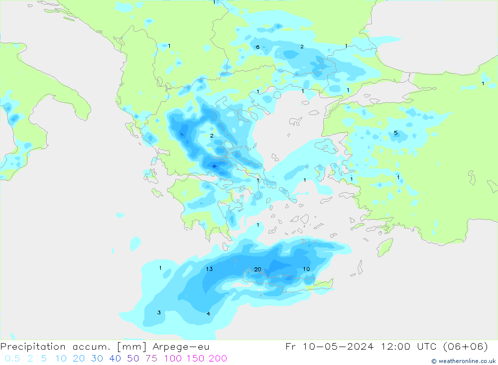 Toplam Yağış Arpege-eu Cu 10.05.2024 12 UTC