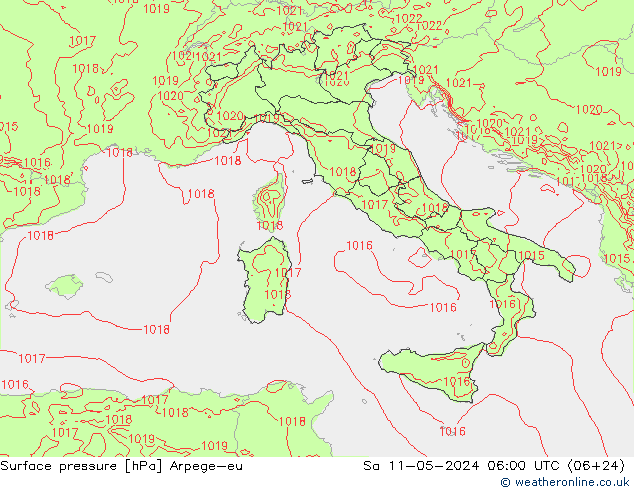 Presión superficial Arpege-eu sáb 11.05.2024 06 UTC