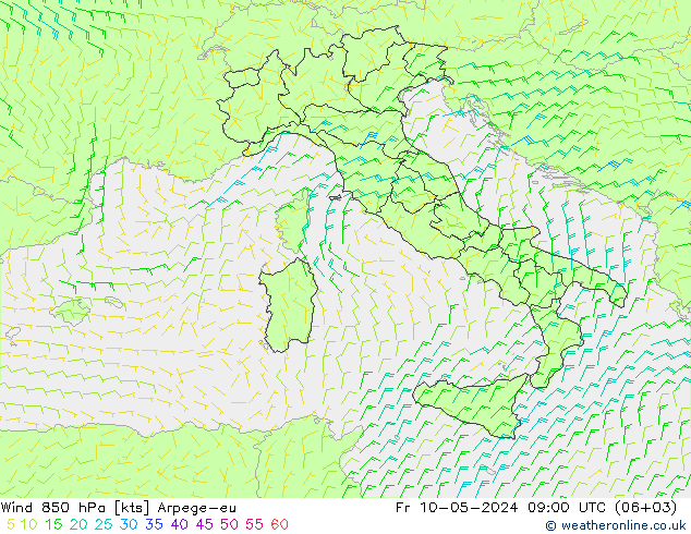 Wind 850 hPa Arpege-eu Fr 10.05.2024 09 UTC