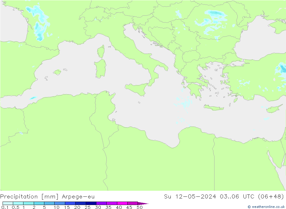 Neerslag Arpege-eu zo 12.05.2024 06 UTC