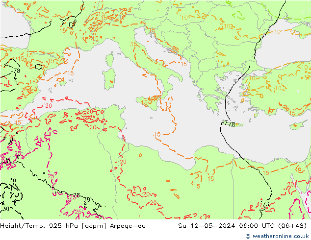 Height/Temp. 925 hPa Arpege-eu Dom 12.05.2024 06 UTC