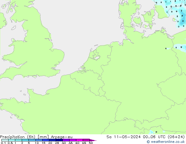 Precipitation (6h) Arpege-eu Sa 11.05.2024 06 UTC