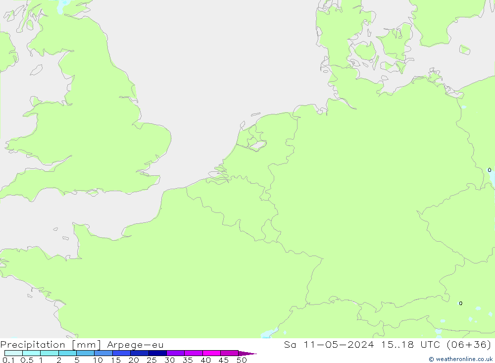 precipitação Arpege-eu Sáb 11.05.2024 18 UTC