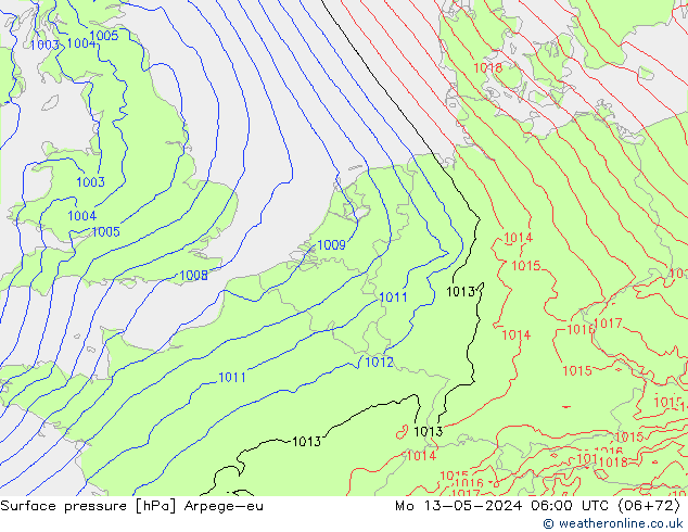 приземное давление Arpege-eu пн 13.05.2024 06 UTC