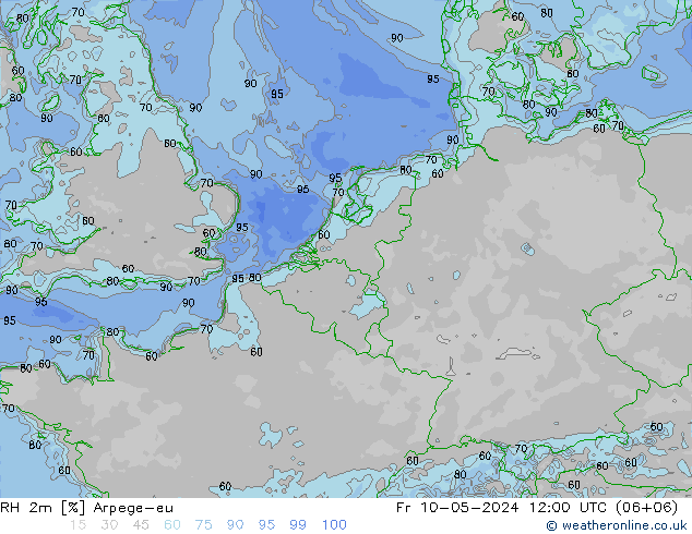 Humedad rel. 2m Arpege-eu vie 10.05.2024 12 UTC
