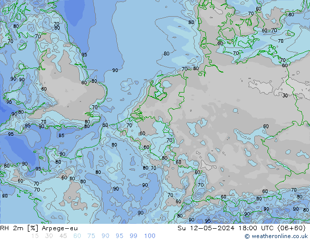 RH 2m Arpege-eu Su 12.05.2024 18 UTC