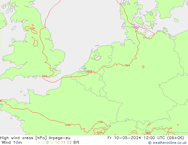 High wind areas Arpege-eu vie 10.05.2024 12 UTC