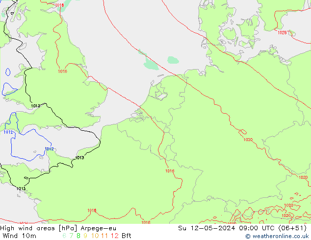 High wind areas Arpege-eu Ne 12.05.2024 09 UTC