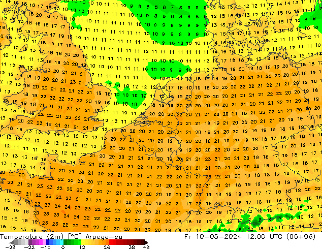 温度图 Arpege-eu 星期五 10.05.2024 12 UTC