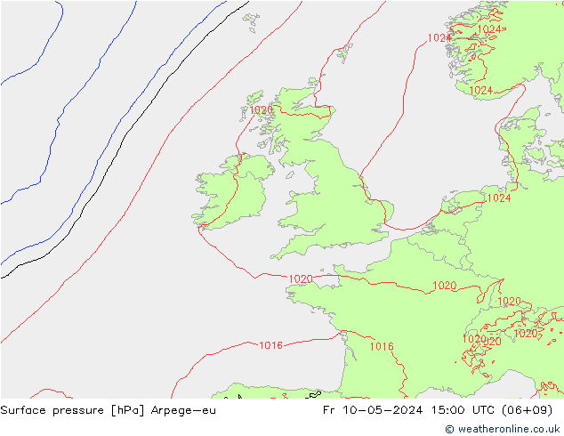 Pressione al suolo Arpege-eu ven 10.05.2024 15 UTC