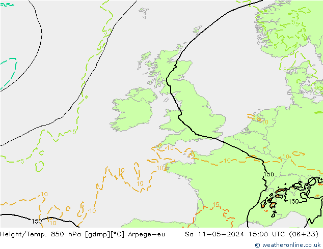 Yükseklik/Sıc. 850 hPa Arpege-eu Cts 11.05.2024 15 UTC